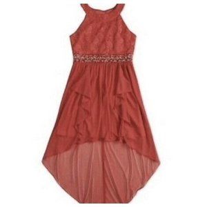 My Michelle girls- Ruffle High-Low Halter Dress - Size 8